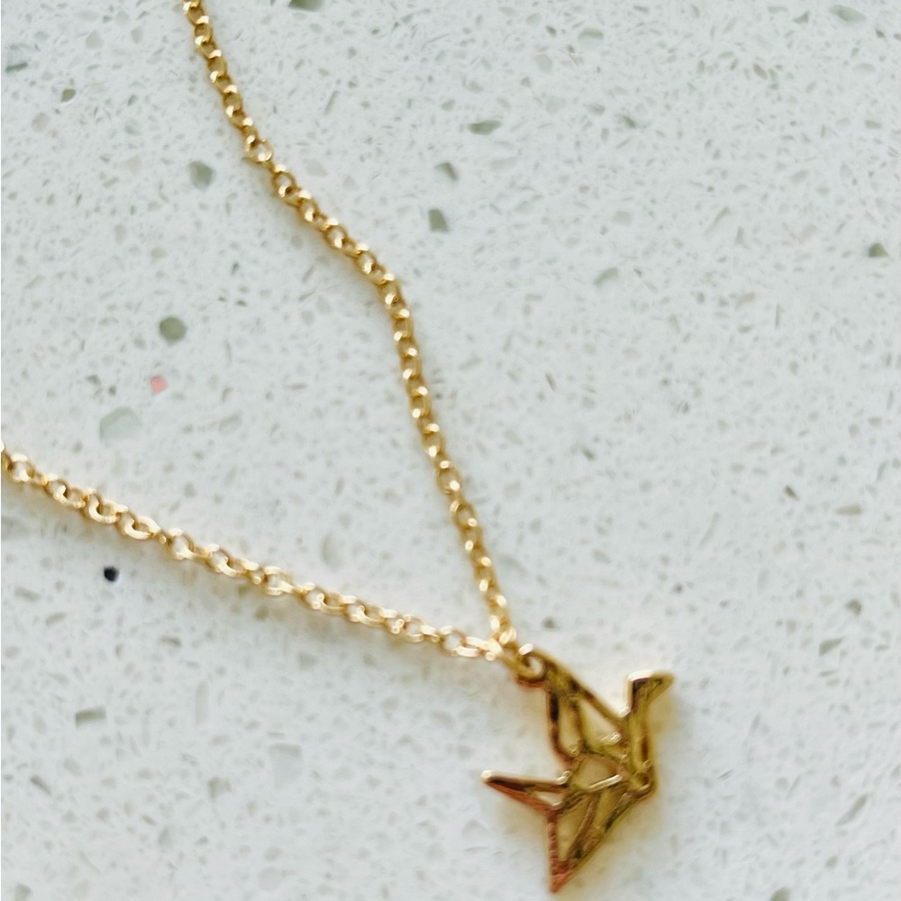Simple Origami Crane Pendant Necklace